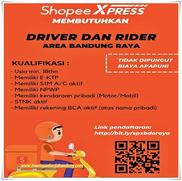 Loker Bandung Driver & Rider Shopee Xpress