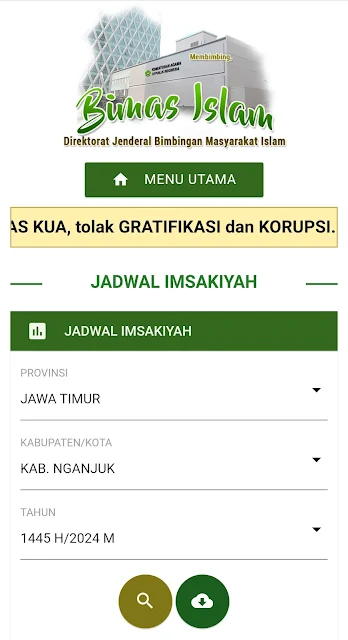 Jadwal Imsakiyah Ramadan 1445 H/2024 M Kabupaten Nganjuk Provinsi Jawa Timur