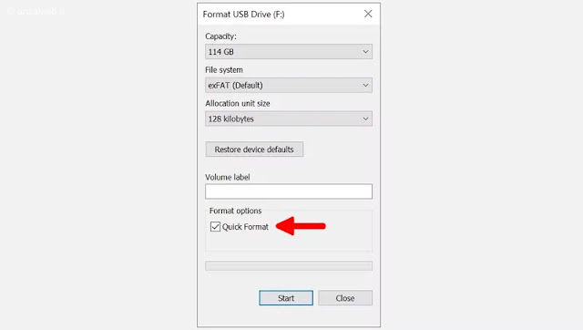 تهيئة محرك أقراص فلاش USB