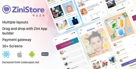 ZiniStore v2.2.0 – Full React Native Service App para WooCommerce Source Code