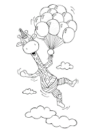Giraffe with balloons coloring page