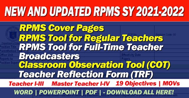 RPMS Tools and Forms for S.Y. 2021-2022 | Word, PowerPoint and PDF | Download ALL here!