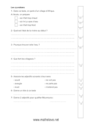 تقييم فرنسية سنة سادسة ابتدائي الثلاثي الثاني, تحميل امتحان فرنسية سنة سادسة أساسي pdf, تقييمات  فرنسية سنة   سادسة,devoir lecture 6ème année