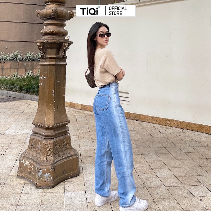 Mall Shop [ tiqijeans01 ] Quần jean nữ ống suông màu xanh ombre cao cấp TiQi Jeans B2-209