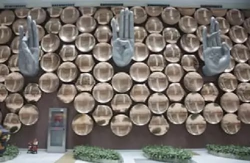 At which airport would you find this installation of mudras?