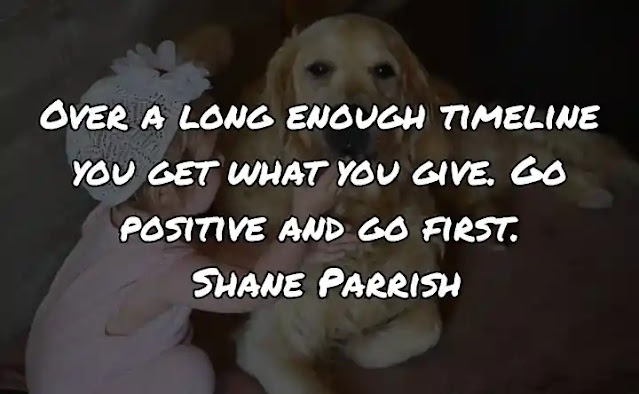 Over a long enough timeline you get what you give. Go positive and go first. Shane Parrish