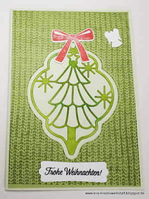 Weihnachtskarten mit Tannenbaum-Kugel: Stanzteile mehrfach verwenden Stampin' Up! www.eris-kreativwerkstatt.blogspot.de