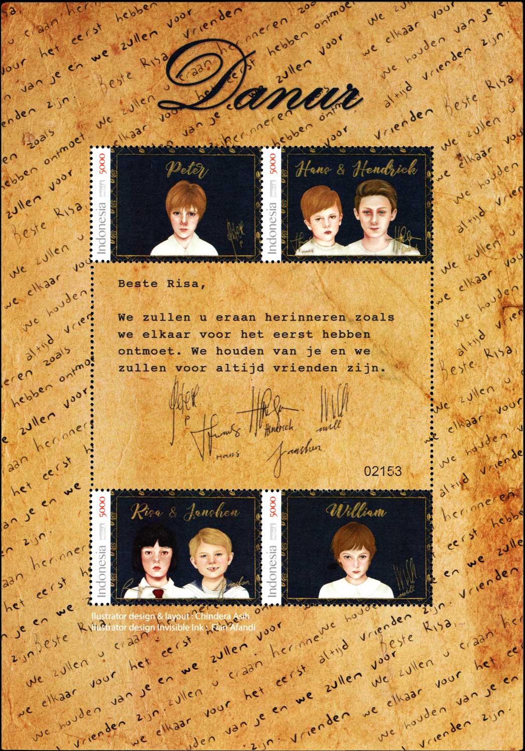 Indonesian Miniature Sheet Children's Stamps, Danur 20000 rupiah 2018