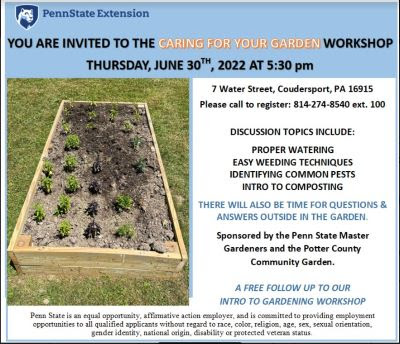 6-30 Caring For Your Garden Workshop, Coudersport