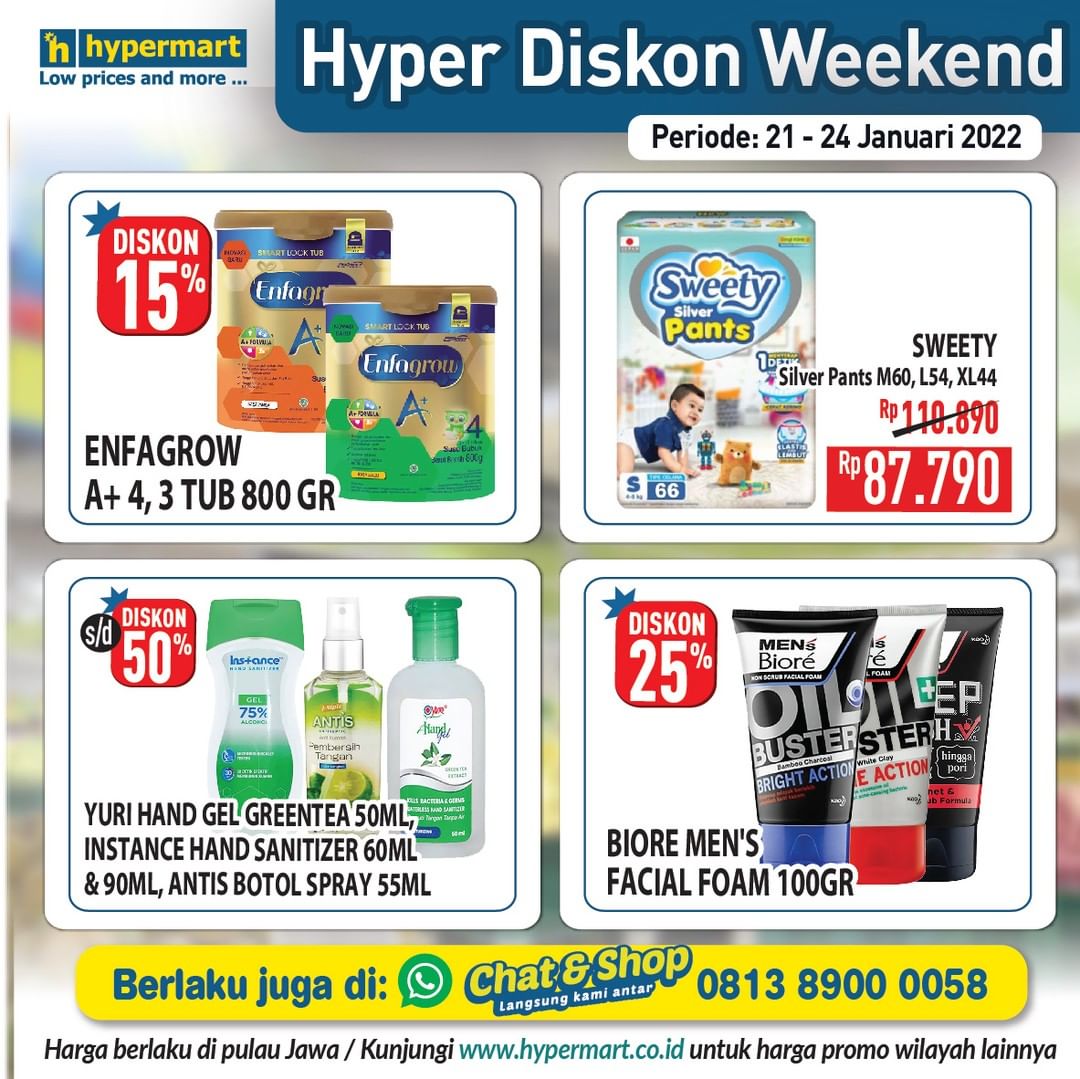 Ayam Broiler 30 Ribu, Indomie 92 Ribu, Teh Pucuk 9ribu di Katalog Weekend Hypermart (21 - 24 Jan 2022)