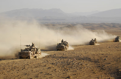 A Special Operations Task Group Long Range Patrol Vehicles drive in convoy in Afghanistan on the 10th of October 2009