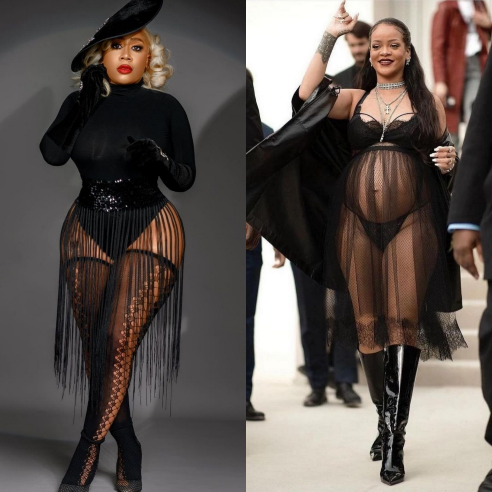 "I will decide to go through pregnancy and society will not let me wear what I like?" Moyo Lawal says as she reacts to revealing dress Rihanna wore to Paris Fashion Week.