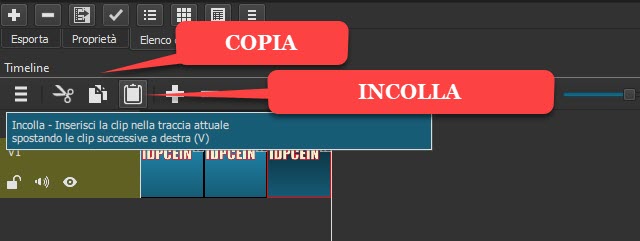 copia incolla delle clip