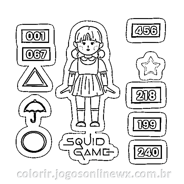 Squid Game Doll para Colorir