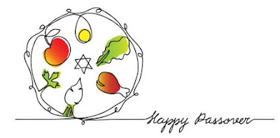 Happy Passover! A sketch and watercolor of a Seder plate.