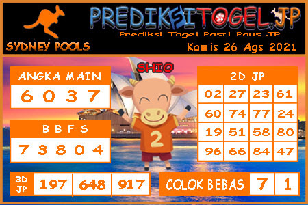 Prediksi Togel Sydney JP Kamis 26 Agustus 2021