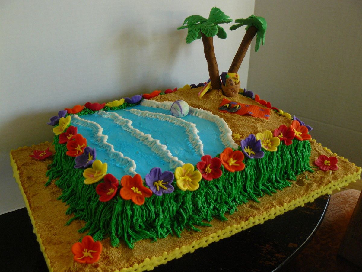 simple beach theme cake