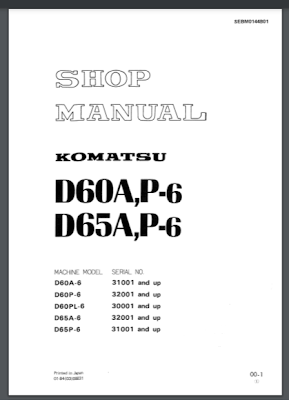 Shop manual D60A-6 D6P-6 D65A-6 D65P-6 Komatsu