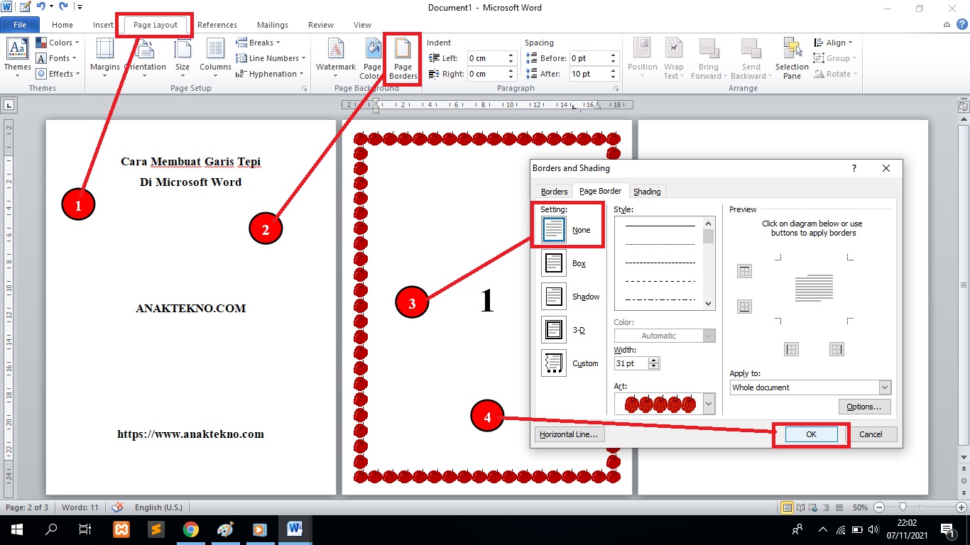 Cara menghapus garis tepi di Microsoft Word