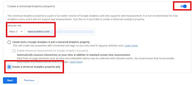 Create a Universal Analytics property