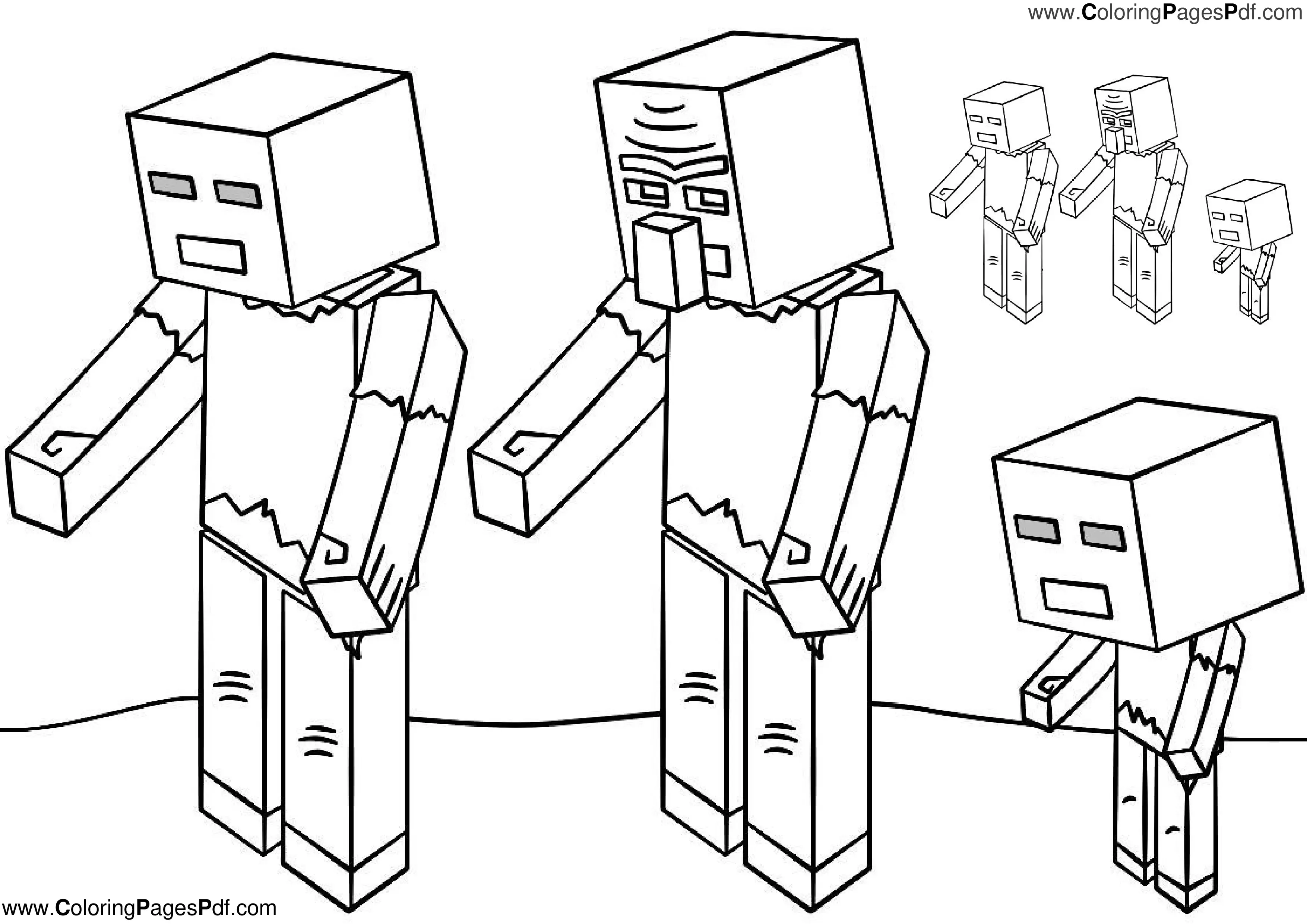 Minecraft coloring pages zombie