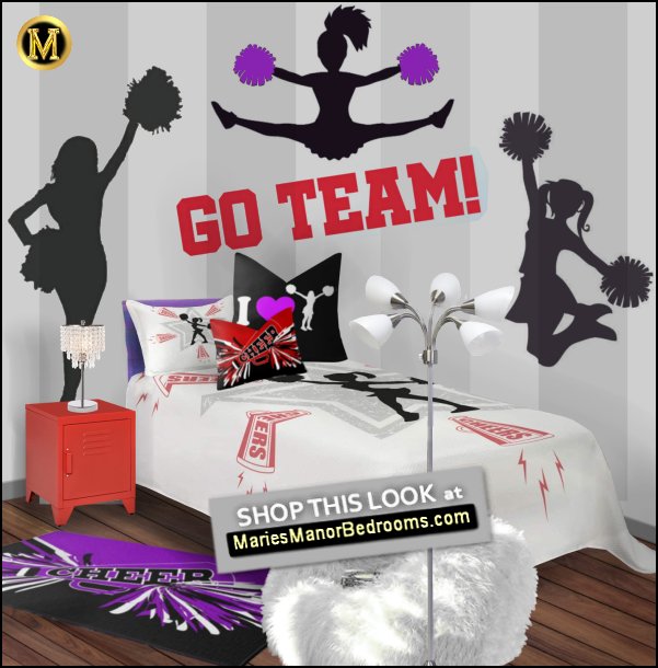 Cheerleader Room Decor Cheerleading bedding  cheerleader bedroom ideas  Go Team wall decal