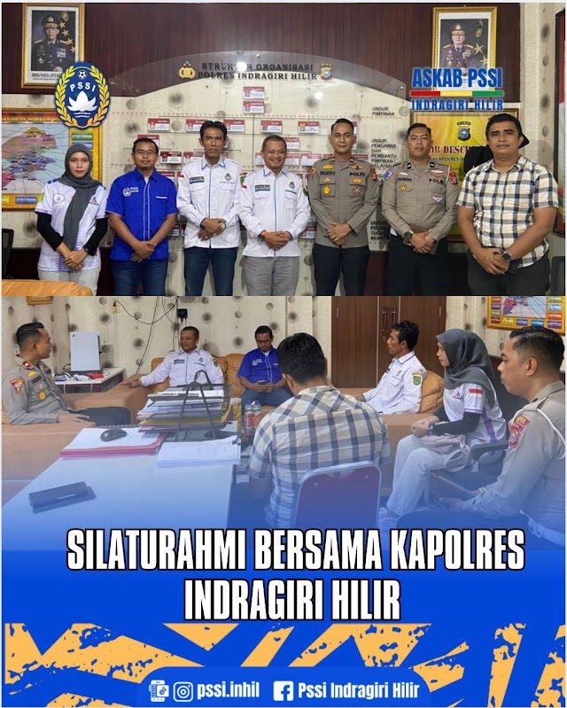 Askab PSSI Inhil Silaturahmi dan Audiensi Bersama Kapolres Inhil