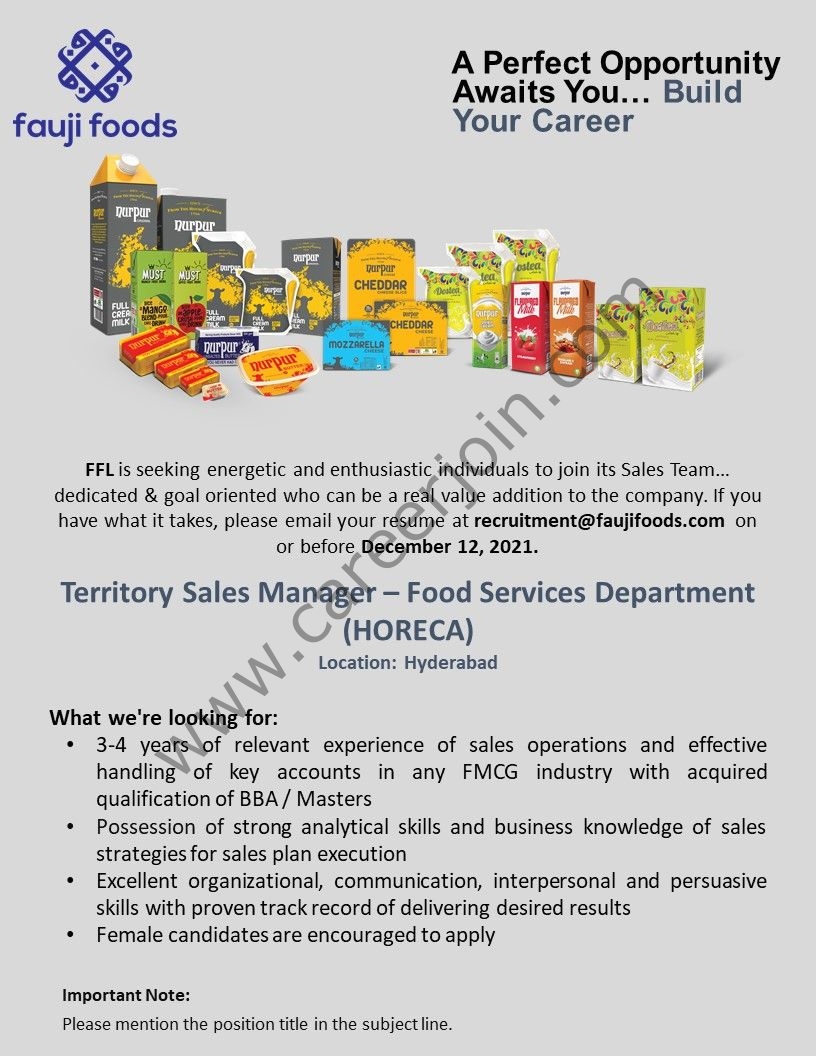 Fauji Foods Limited Jobs December 2021