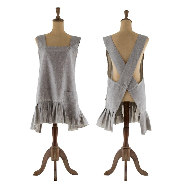 Pinafore Style Apron With Ruffled Hem