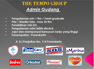 LOKER PURWOKERTO TERBARU ADMIN GUDANG TEMPO SCAN TBK