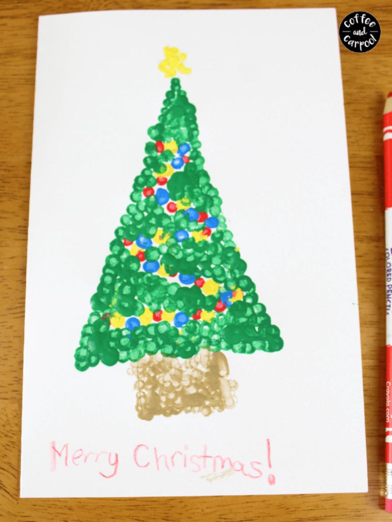 Pointillism Christmas tree - Christmas art project