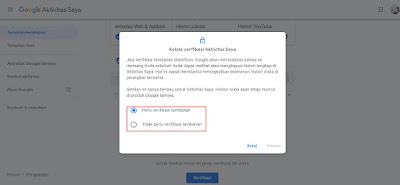 Mengaktifkan Verifikasi Tambahan di Google Activity