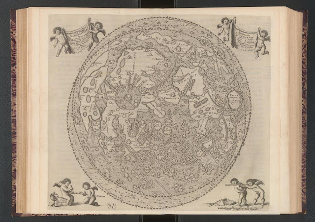 Карта Луны с помеченными элементами из «Селенографии» Иоганна Гевелия