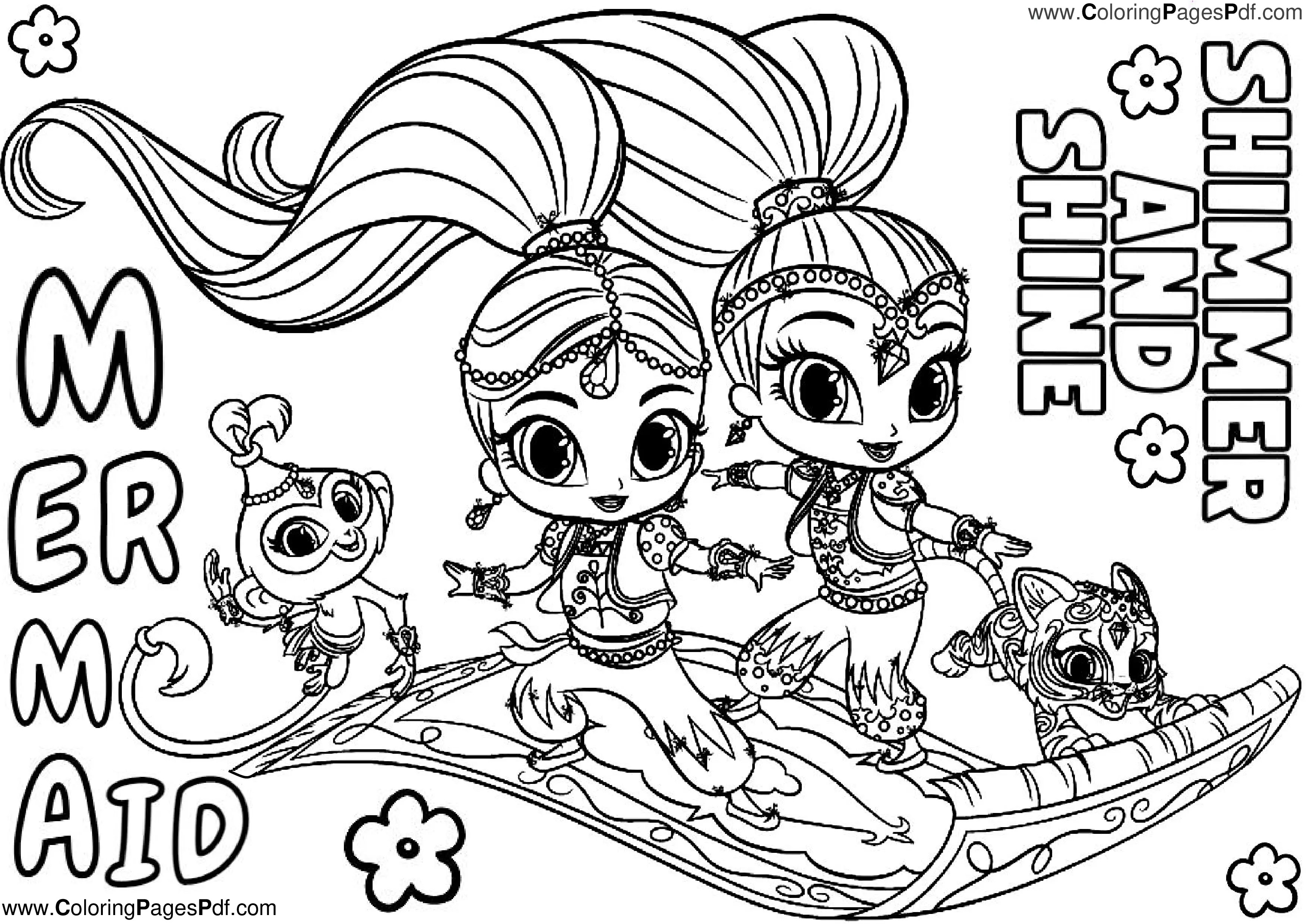 Shimmer and shine mermaid coloring pages
