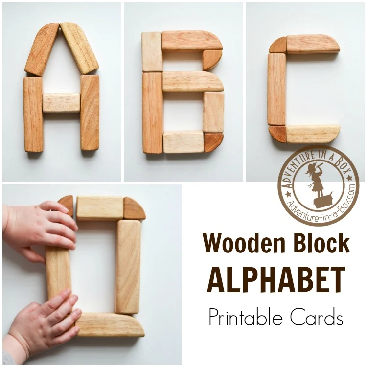 Free wooden block alphabet cards