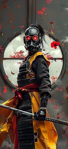 ai generated wallpaper for phone, a samurai cyberpunk stylish image, free download