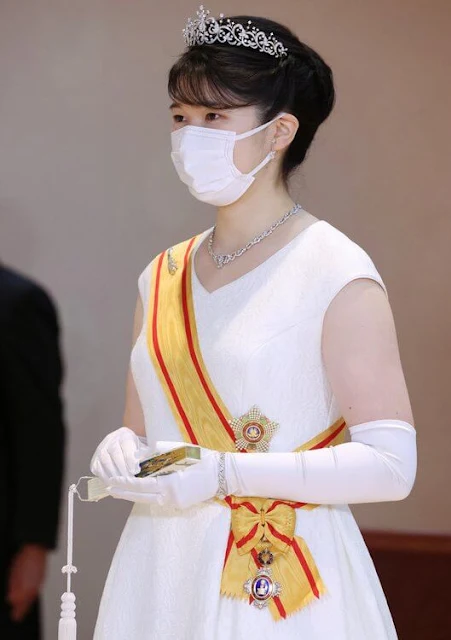 Prime Minister Fumio Kishida, Emperor Naruhito and Empress Masako. Princess Sayako Kuroda diamond tiara