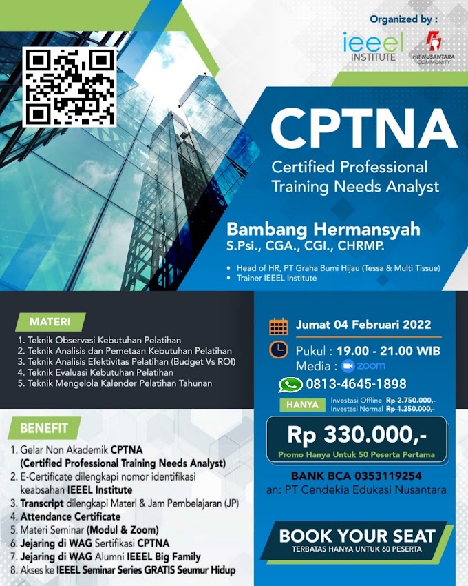 WA.0813-4645-1898 | Certified Professional Training Needs Analyst (CPTNA) 4 Februari 2022