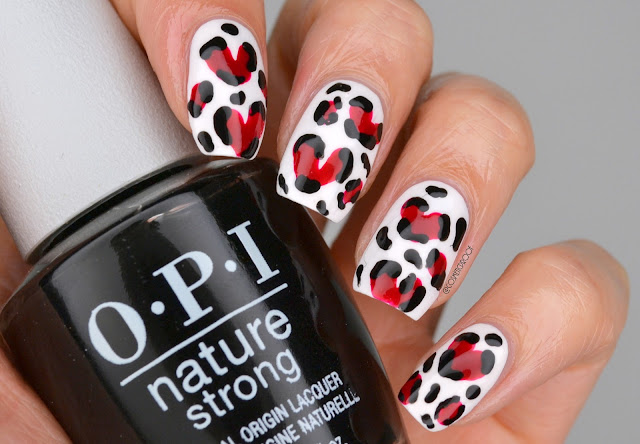 Heart Leopard Print Nail Art