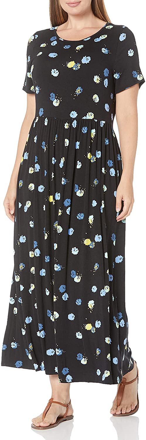 Amazon Essentials Women's Short-Sleeve Waisted Maxi Dress