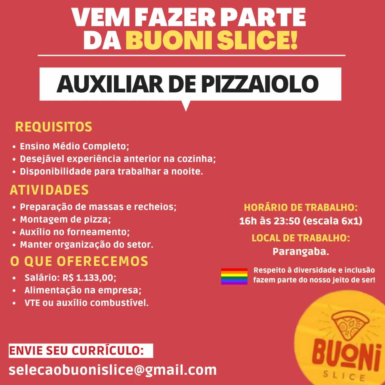 Contrata se auxiliar de pizzaiolo - Vagas de emprego - Iguaçu, Fazenda Rio  Grande 1229875843