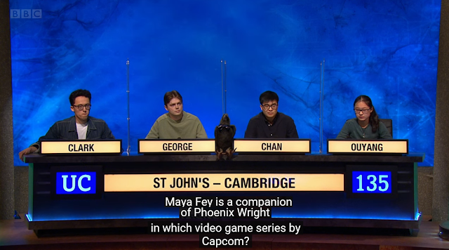 University Challenge Maya Fey Phoenix Wright Capcom BBC St. Johns Cambridge