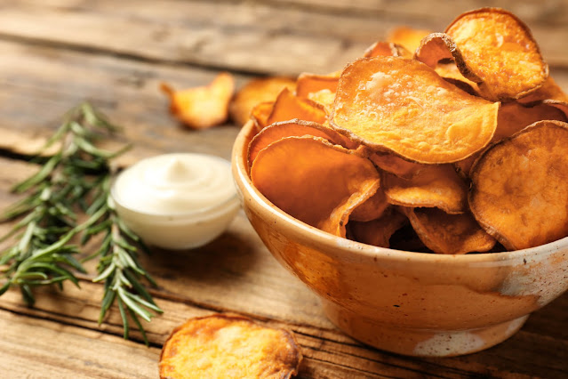 receita chips de batata doce na airfryer ou no forno