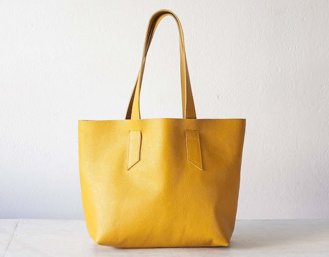 yellow leather handbag