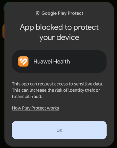 App blocked to protect your device