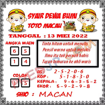 Prediksi Dewa Bumi Togel Macau Pools Sabtu 13-05-2023