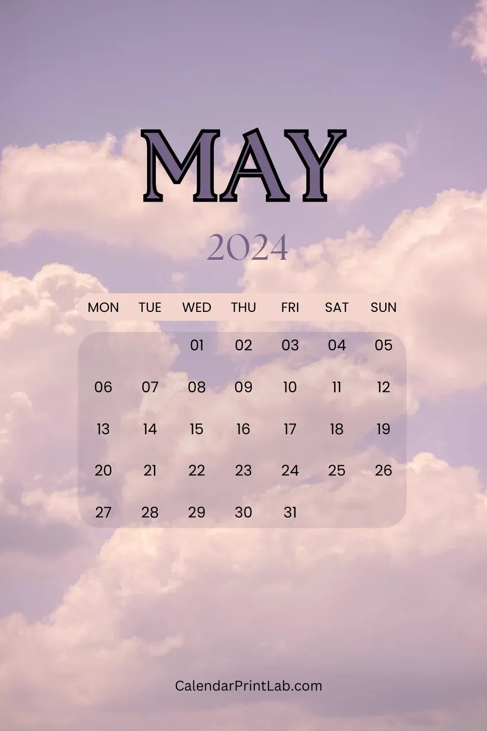 May 2024 Monday Start Calendar