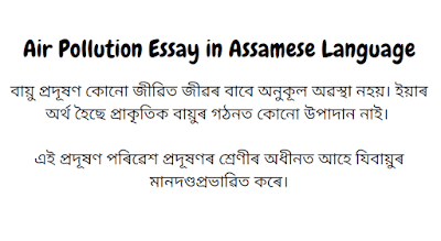 Air Pollution Essay in Assamese Language