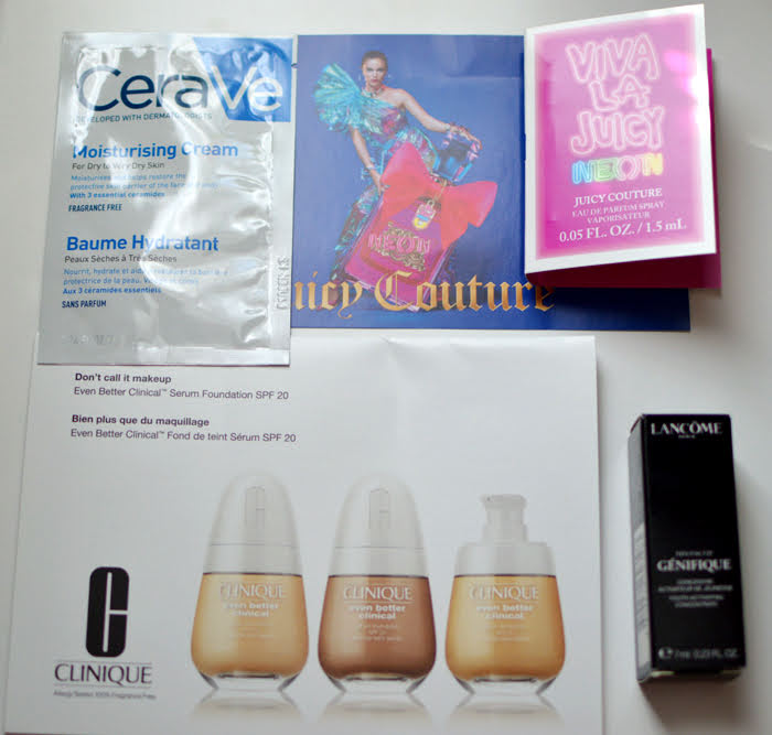 Free samples: CeraVe, Juicy Couture, Lancome, Clinique