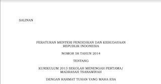 Download Permendikbud Nomor 58 Tahun 2014 Tentang Kurikulum 2013 Sekolah Menengah Pertama/ Madrasah Tsanawiyah